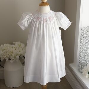Feltman Brothers White Bishop Dress Smocked Embroidery 24 Months/2T RARE NWT